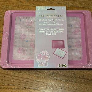 NWT Hello Kitty 40th anniversary baking pan and silicone baking sheet set